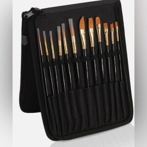 12Pc Artist Paint Brush Value Pack -Brushes Pallete and Carrying Case
